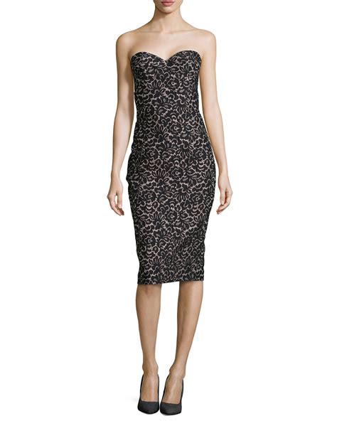 michael kors strapless black lace cocktail dress|Michael Kors sleeveless dresses.